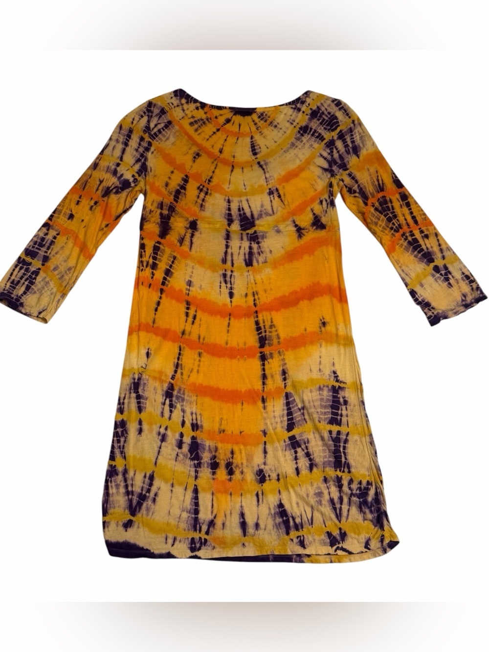 Lucky Brand Tie Dye Tunic Dress Boho Hippie Festival Orange Purple S Hippie - Picture 7 of 10